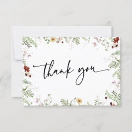 Cartão de Agradecimento Minimal Boho Cute Wildflow