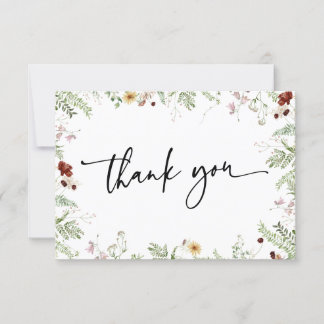 Cartão de Agradecimento Minimal Boho Cute Wildflow