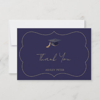 Cartão De Agradecimento Minimal Graduation Thank You Card with Name