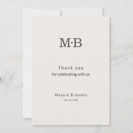Cartão De Agradecimento Minimal Modern Elopement Wedding Thank You Card