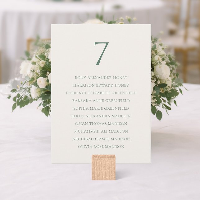 Cartão De Agradecimento Minimal Sage Green Wedding Seating Chart (Criador carregado)