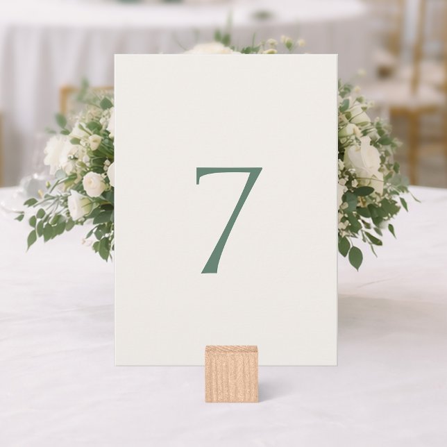 Cartão De Agradecimento Minimal Sage Green Wedding Table Number Card (Criador carregado)