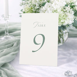 Cartão De Agradecimento Minimal Sage Green Wedding Table Numbers 1–19