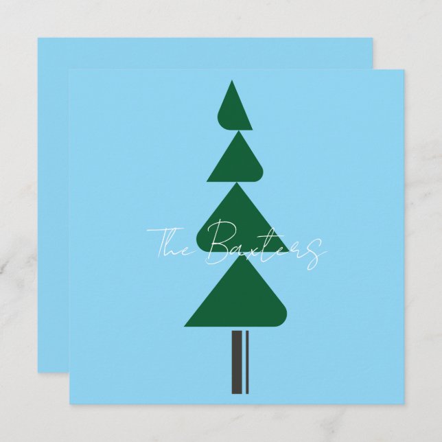 Cartão De Agradecimento Minimalist Abstract Green Chic Christmas Tree (Frente/Verso)