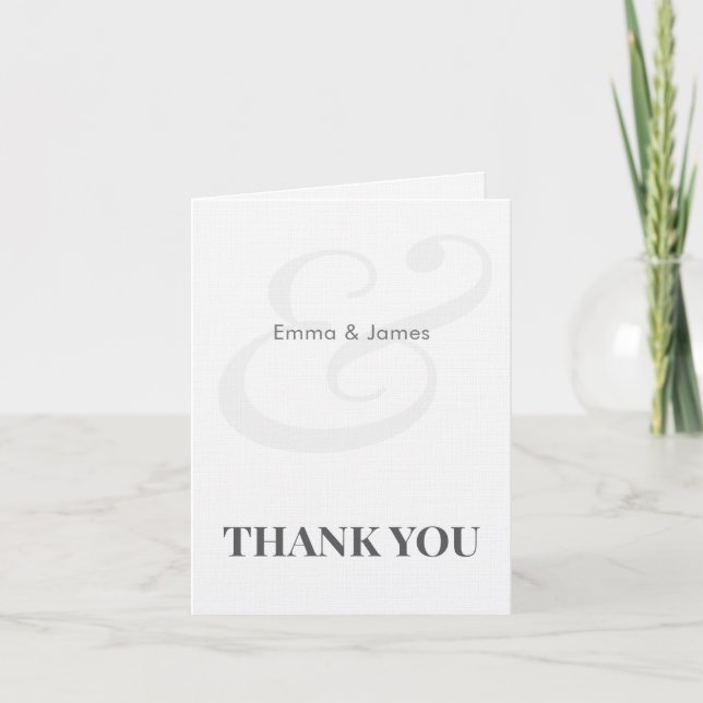 Cartão De Agradecimento Minimalist Ampersand Wedding | Thank You Card (Frente)