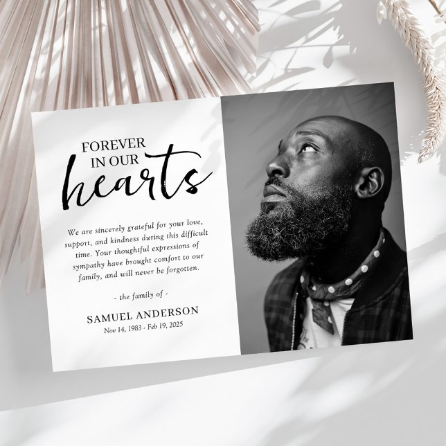 Cartão De Agradecimento Minimalist Black & White Funeral Thank You (Criador carregado)