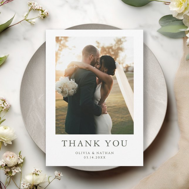 Cartão De Agradecimento Minimalist Boho Photo Wedding Thank You Card (Criador carregado)