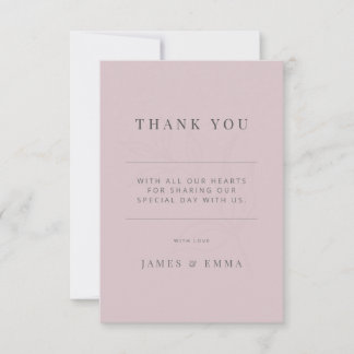 Cartão De Agradecimento Minimalist Botanical Wedding Dusky Rose