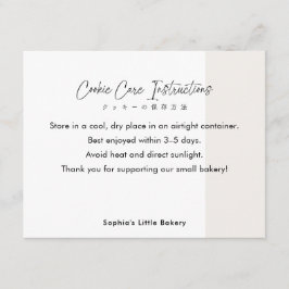 Cartão De Agradecimento Minimalist Cottage Food Cookie Care Instructions
