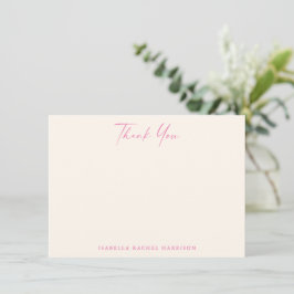 Cartão De Agradecimento Minimalist Cute Hot Pink Cream Custom Bat Mitzvah