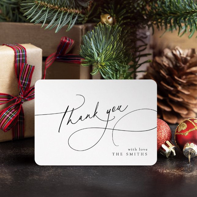 Cartão De Agradecimento Minimalist Elegant Script Christmas Thank You (Minimalist Elegant Script Christmas Thank You)
