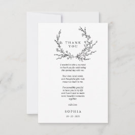 Cartão De Agradecimento Minimalist Floral Line Art Flat Thank You Card