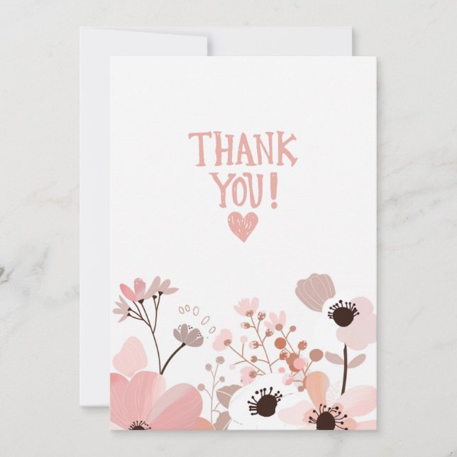 Cartão De Agradecimento Minimalist Floral Thank You Card (Frente)