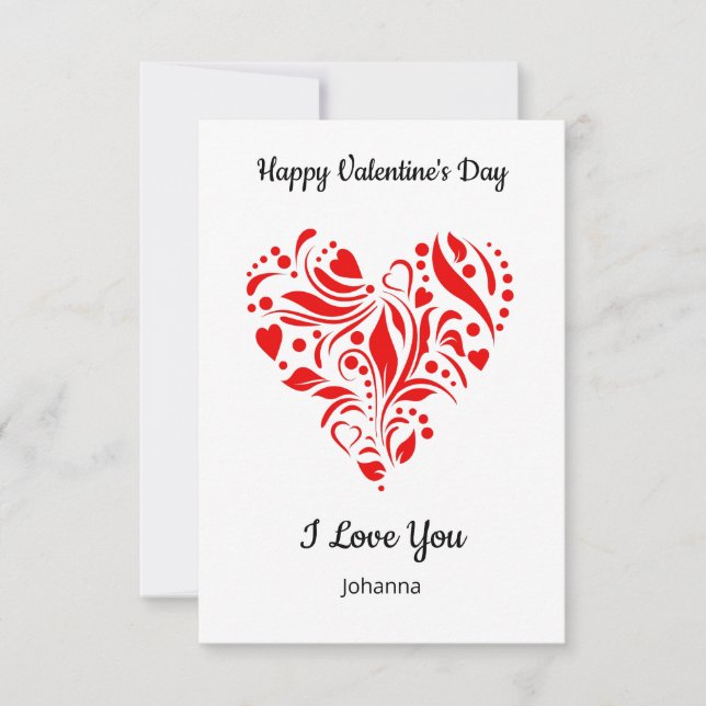 Cartão De Agradecimento Minimalist Heart Valentine's Day Card – Custom (Frente)