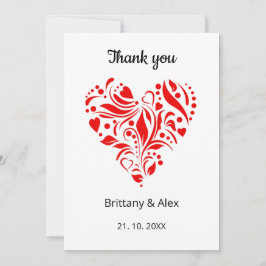 Cartão De Agradecimento Minimalist Heart Wedding Thank You Card – Custom