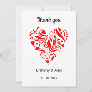 Cartão De Agradecimento Minimalist Heart Wedding Thank You Card – Custom
