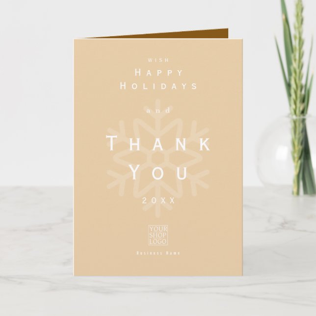 Cartão De Agradecimento Minimalist Holiday Thank You Business Beige Brown (Frente)