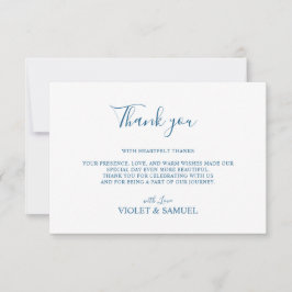 Cartão De Agradecimento Minimalist Luxury Blue Wedding