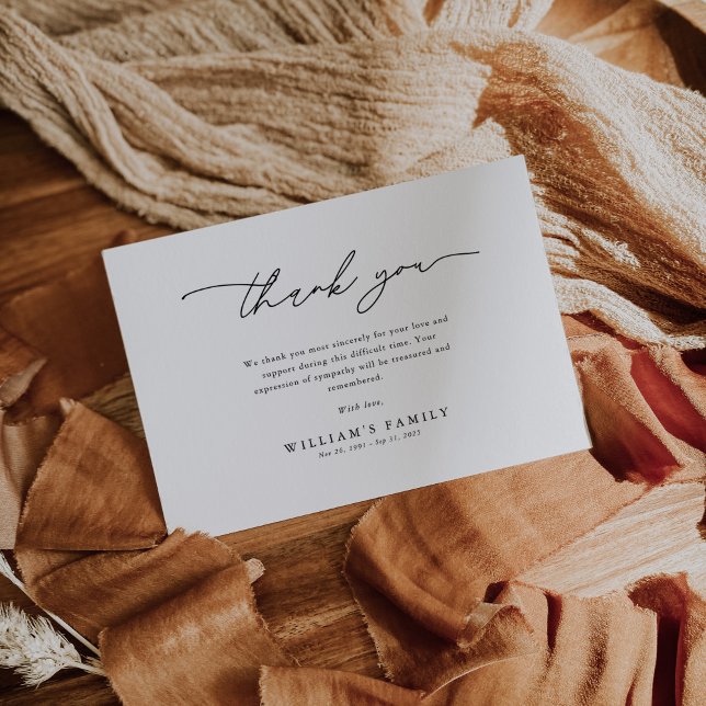 Cartão De Agradecimento Minimalist Minimalist Funeral Sympathy Memorial (Criador carregado)