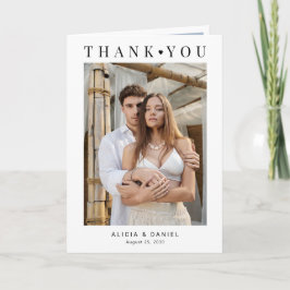 Cartão De Agradecimento Minimalist modern 5 photo wedding