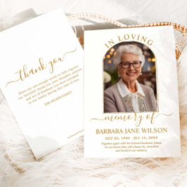 Cartão De Agradecimento Minimalist Modern Gold Arch Photo Funeral Memorial