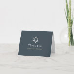 Cartão De Agradecimento Minimalist Navy Blue Bar Mitzvah Thank You<br><div class="desc">This minimalist and chic Bar Mitzvah thank you card features a midnight blue / navy blue background with the star of david in white. Personalize it for your needs. You can find matching products at my store.</div>