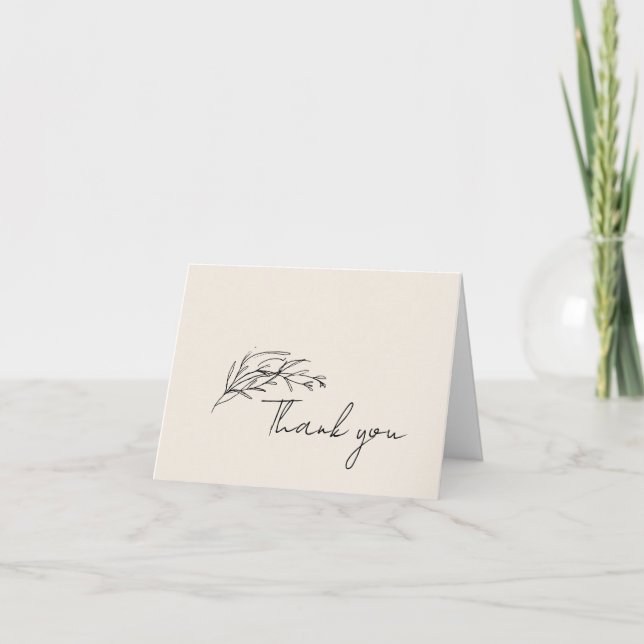 Cartão De Agradecimento Minimalist Olive Branch Script Custom Thank You (Frente)