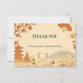 Cartão De Agradecimento Minimalist Sakura Cherry Blossom Wedding Thank You