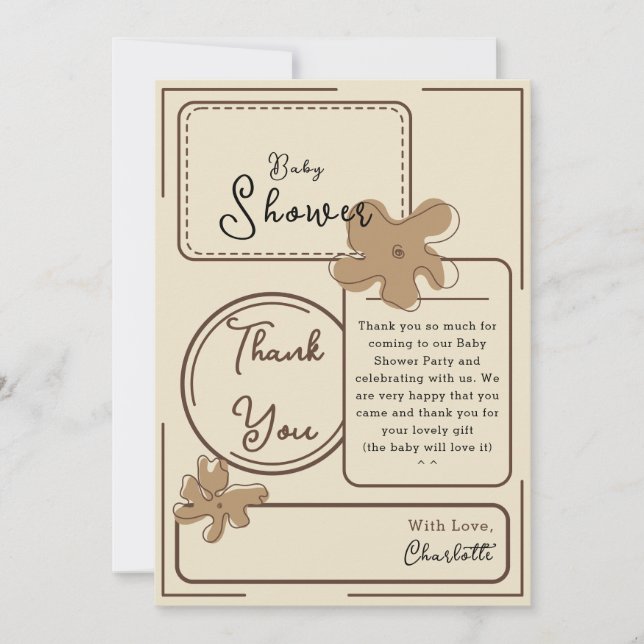 Cartão De Agradecimento Minimalist Style Flower Baby Shower (Frente)