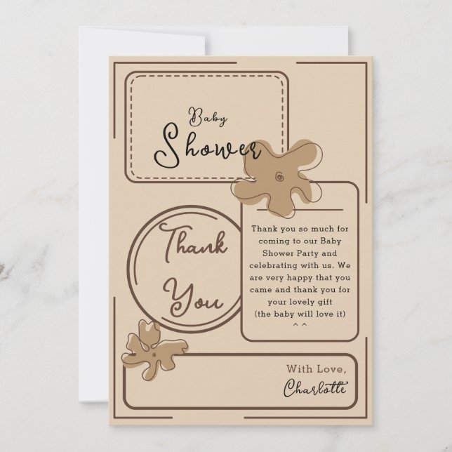 Cartão De Agradecimento Minimalist Style Flower Baby Shower (Frente)