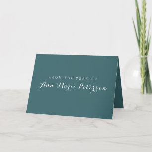 Cartão De Agradecimento MInimalist Teal Folded Notecard