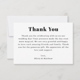 Cartão De Agradecimento Minimalist Wedding | Modern Neutral Typography