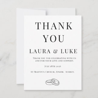 Cartão De Agradecimento Minimalist Wedding Thank You Card | Editable