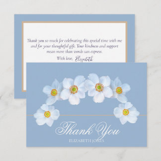 Cartão De Agradecimento Minimalist White Anemone Bridal Shower Thank You