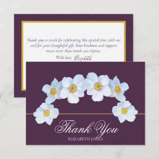Cartão De Agradecimento Minimalist White Anemone Bridal Shower Thank You