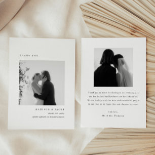 Cartão De Agradecimento Minimalista Casamento Personalizado Preto & Branco