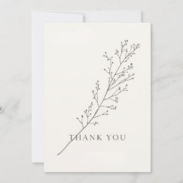 Cartão de Agradecimento Minimalista com Floral de