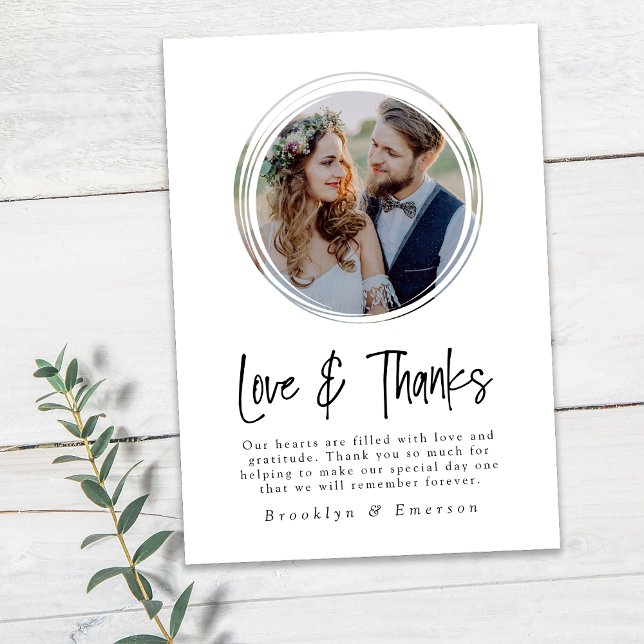 Cartão De Agradecimento Minimalista de Foto em Círculo (Criador carregado)