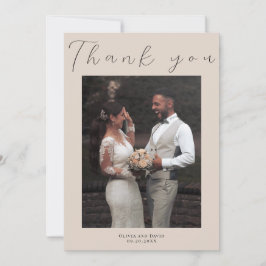 Cartão De Agradecimento Minimalista Elegante Bege Simples Roteiro Casament