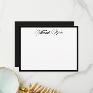 Cartão De Agradecimento Minimalista Elegante Clássico Borda Preta