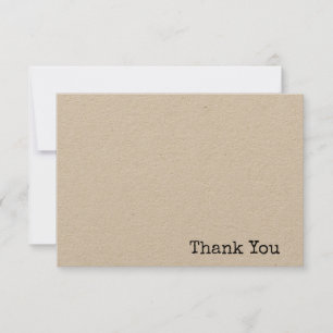 Cartão De Agradecimento minimalista máquina de escrever texto papel kraft 
