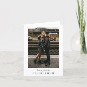 Cartão De Agradecimento Minimalista Moderno Foto Dobrada Amor em Branco e