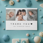Cartão De Agradecimento Mínimo 3 Foto Com Novo Bebê Cardíaco<br><div class="desc">Expresse sua gratidão com nossa "Foto Mínima 3 com Cartões de agradecimentos de Bebê Novo". Este cartão encantador apresenta um design doce, simples e personalizável, perfeito para mostrar memórias do seu dia especial. Personalize a mensagem no verso para adicionar um toque sincero, fazer estes cartões de agradecimento como uma bela...</div>