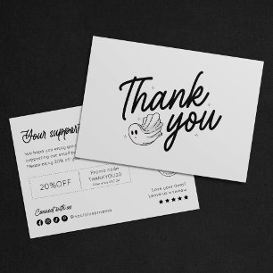 Cartão De Agradecimento Mínimo Boo Bonito Halloween Estranho Obrigado