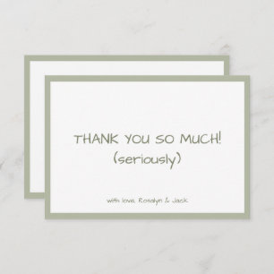 Cartão De Agradecimento Mínimo de Escrita Manual Verde Dusty