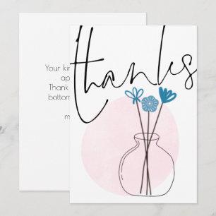 Cartão De Agradecimento Mínimo de Obrigados de script de vase Quirky Flow