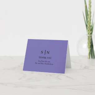 Cartão De Agradecimento Mínimo e Chic Casamento Roxo