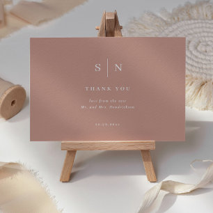 Cartão De Agradecimento Mínimo e Chic   Terracotta e Casamento Branco