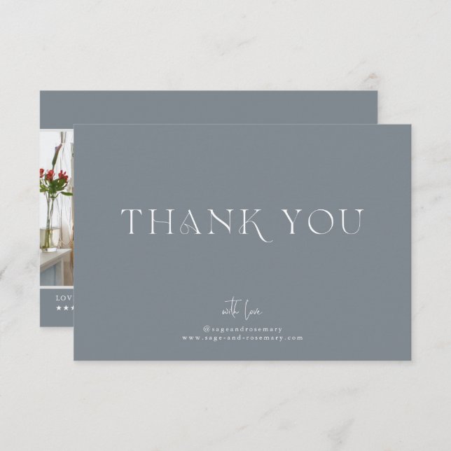 Cartão De Agradecimento Mínimo Moderno | Cinza De Trincas Obrigado (Frente/Verso)