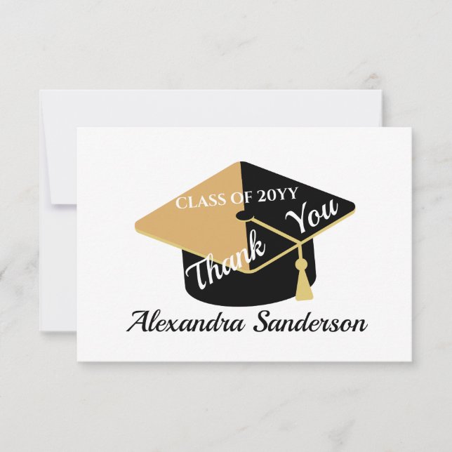 Cartão De Agradecimento Mínimo Moderno Personalizar Graduação de Classe Es (Frente)